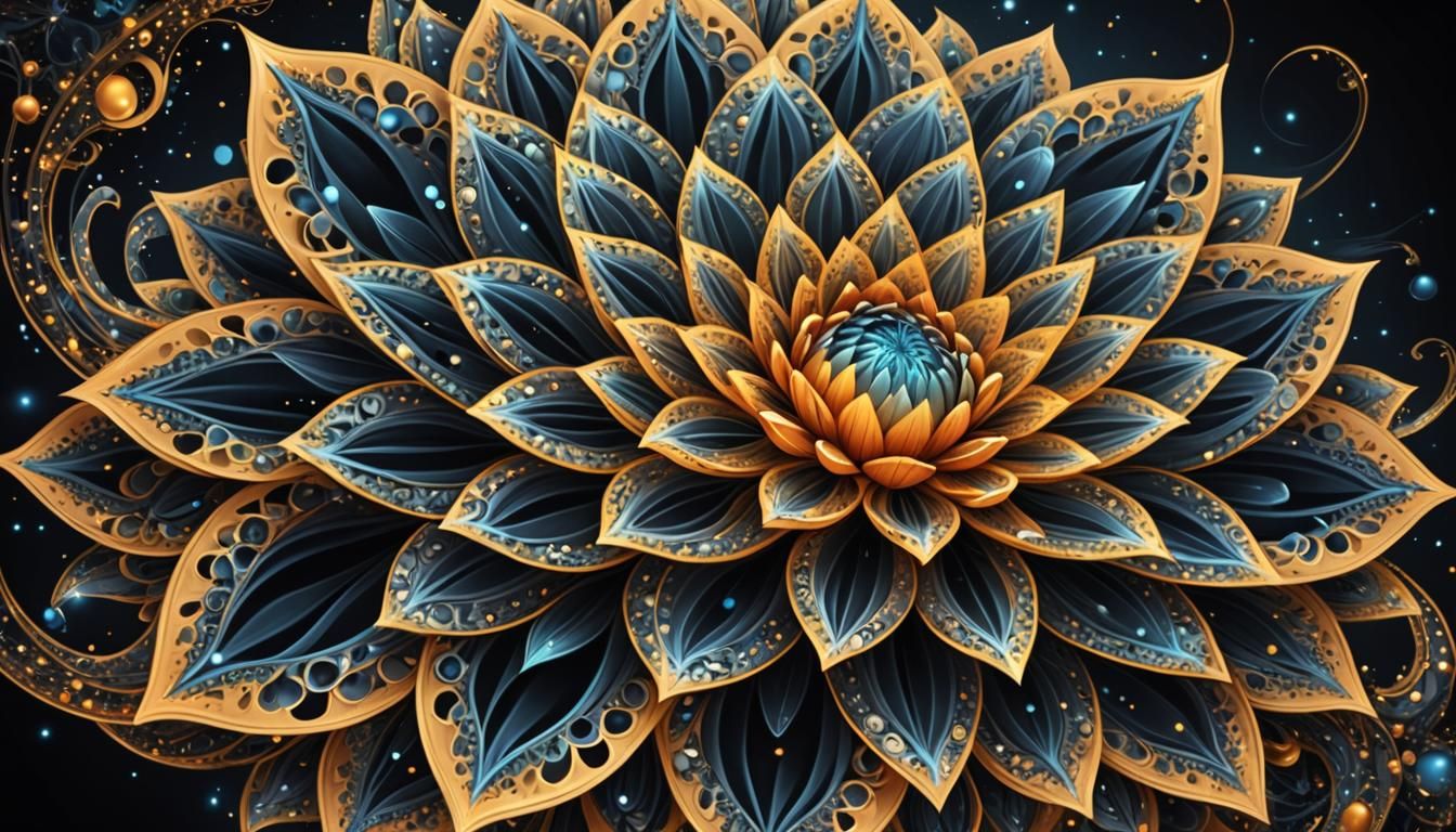 Galactic Flower Blooms in Abstract Fractal Design