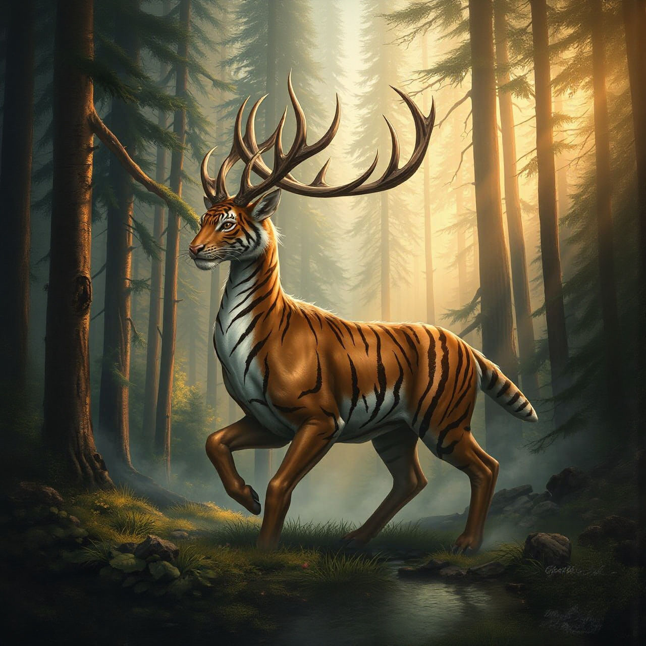 Fantasy Tigerdeer in Enchanted Forest