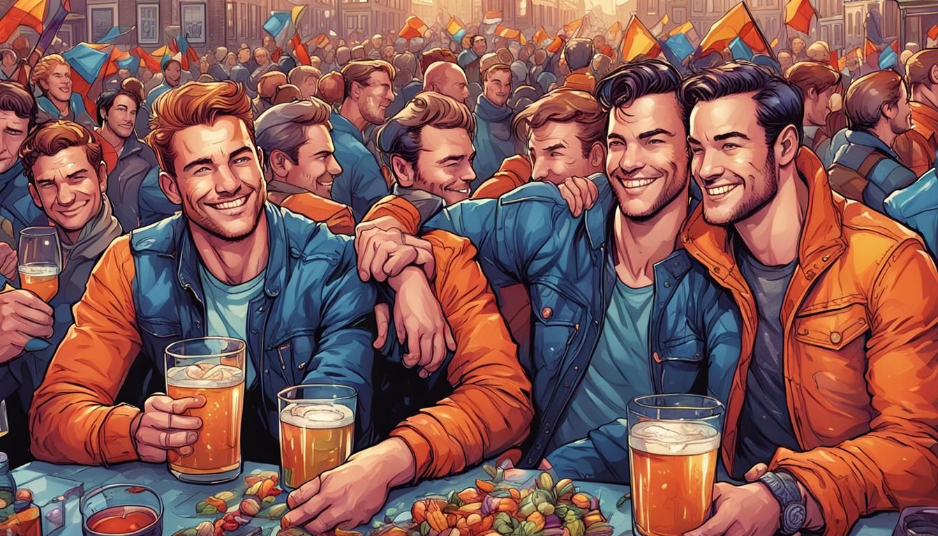 Gay Party in Amsterdam: Comic Book Art Style