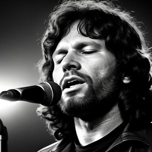 Jim Morrison Singing with Eyes Closed: Hyperrealistic HDR