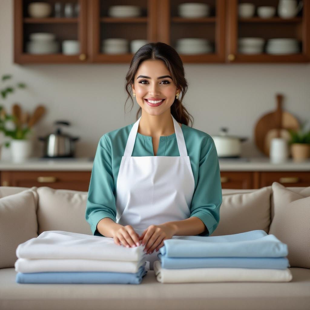Pakistani Woman Arranges Clothes in Modern Home as Digital A...