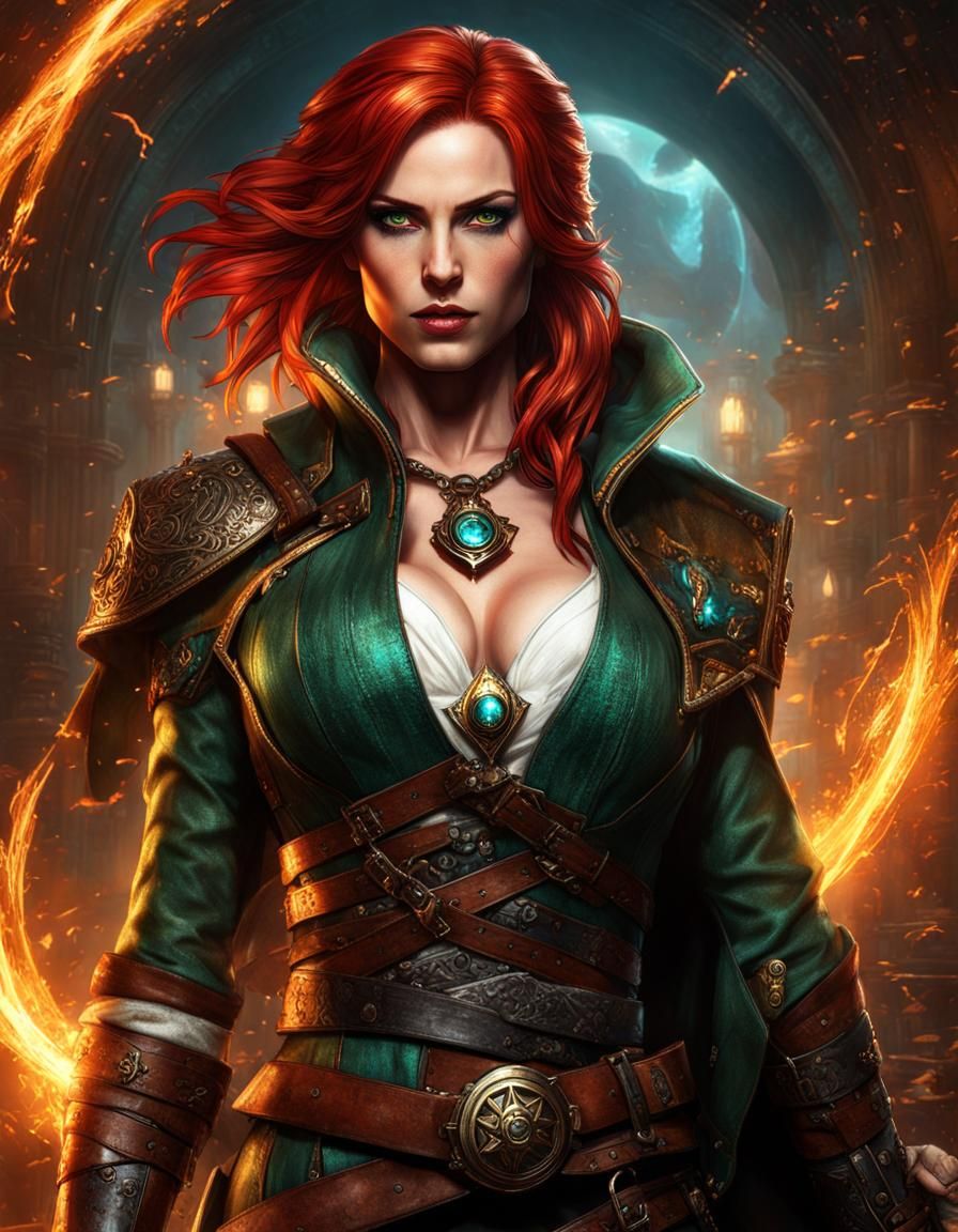 Triss Merrigold Spellweaving: AetherPunk Digital Masterpiece