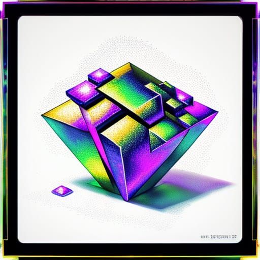Vibrant Bismuth Crystals in Synesthetic Stipple Art
