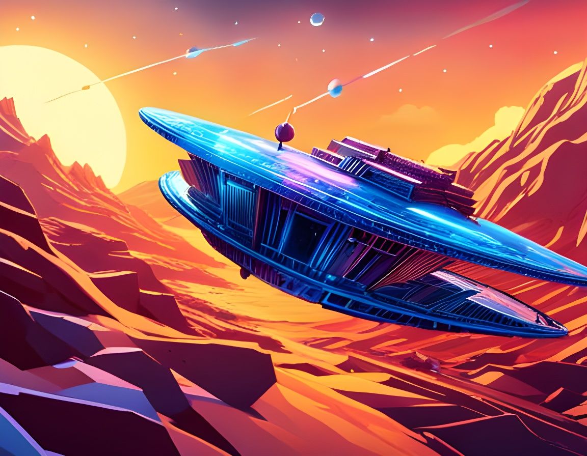 Futuristic Glass Spaceship in Galactic Exploration