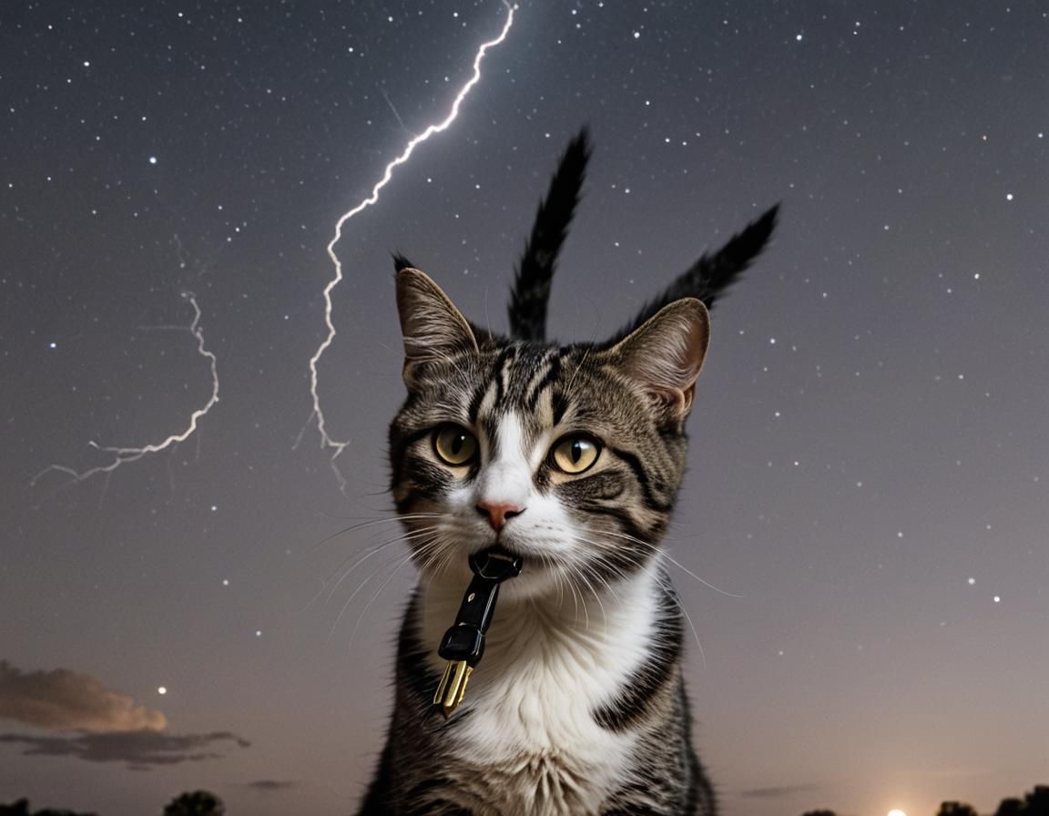 Lightning Strikes a Key on a Cat's Tail
