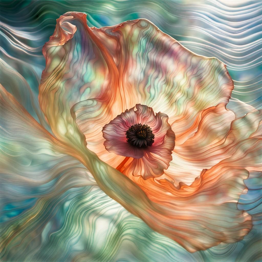 Opalescent Silk: Abstract Floral Autography