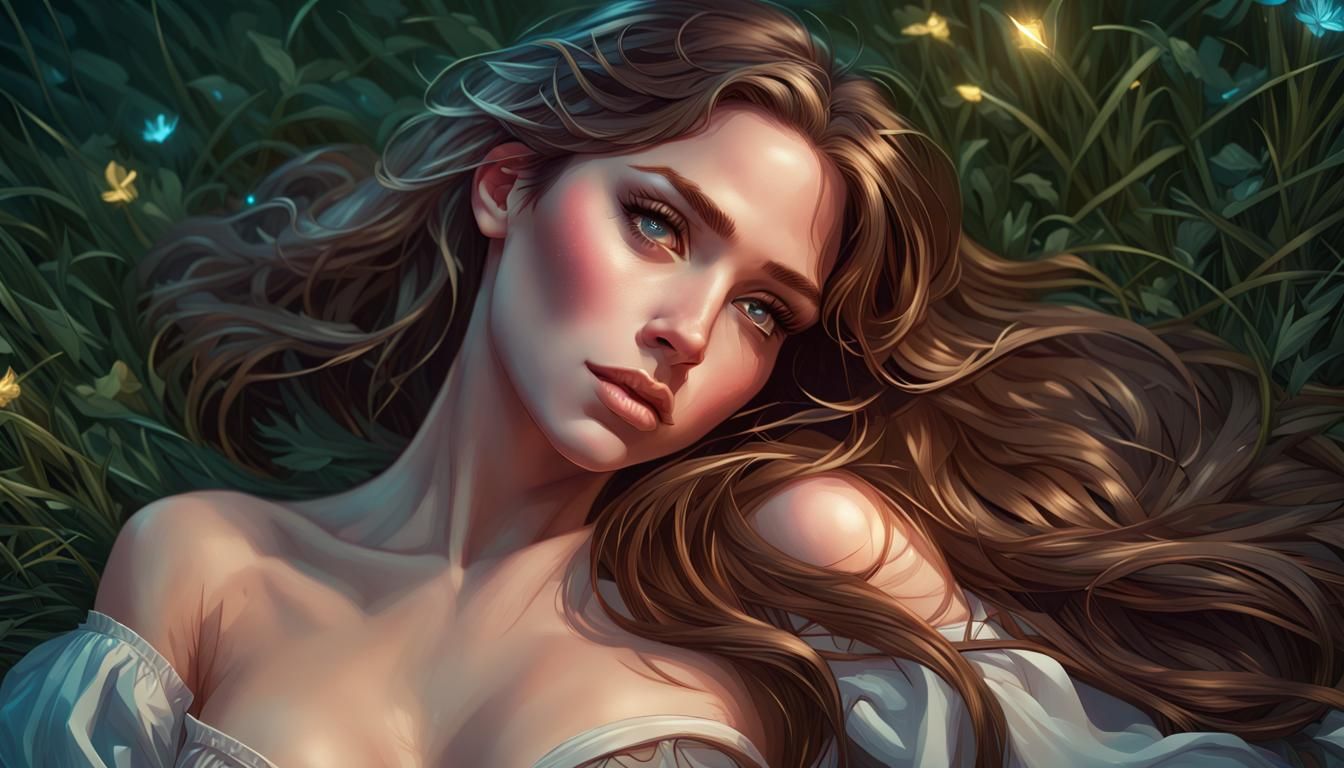 Romantic Night Portrait in Hyperdetailed Concept Art Style