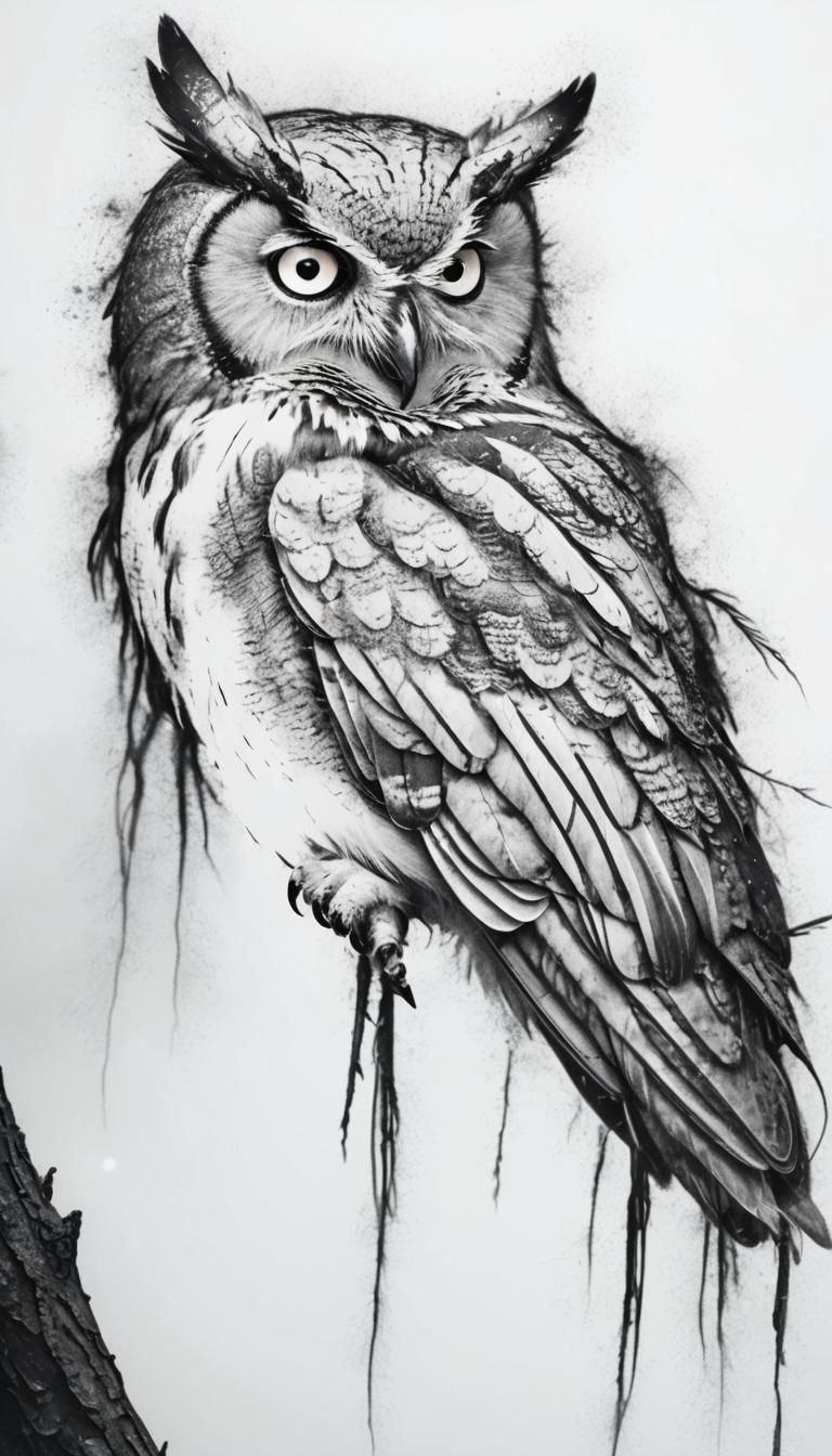 Mystical Owl in Misty Night Forest