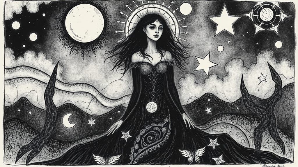 Celestial Dreams in Monochromatic Elegance