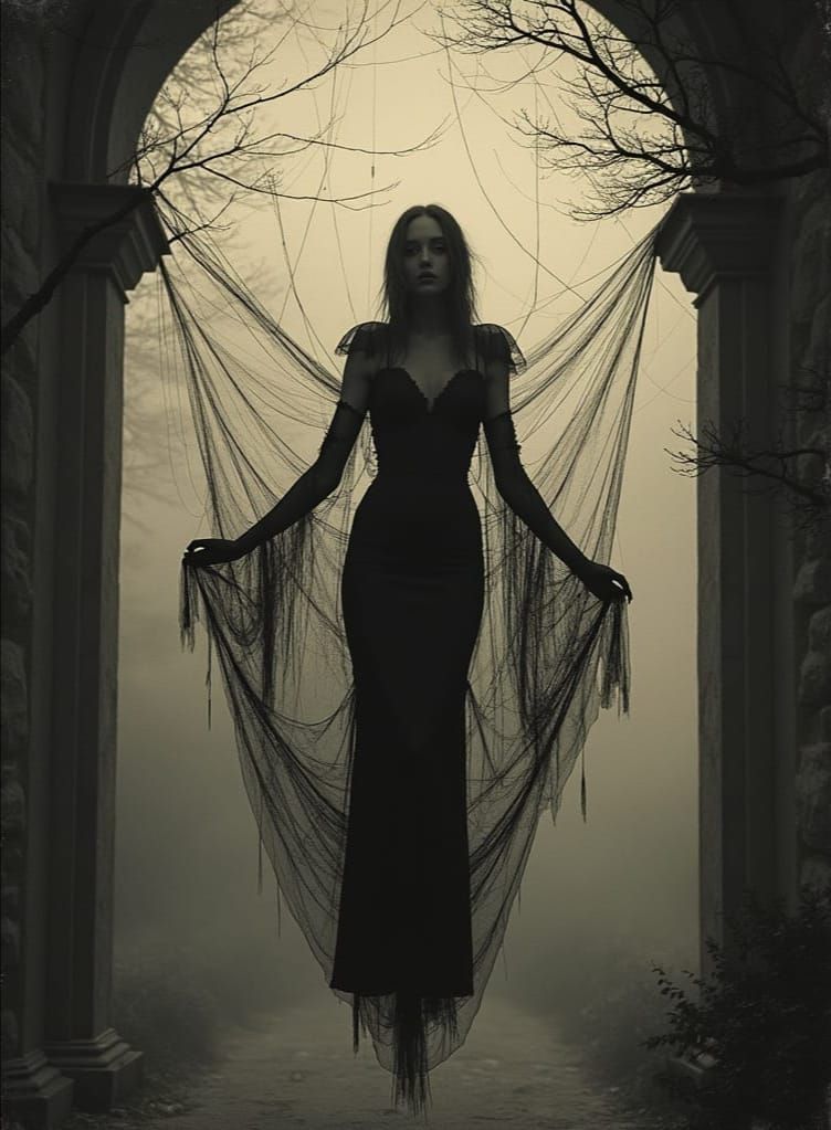 Graceful Ghost in a Cobweb Dress