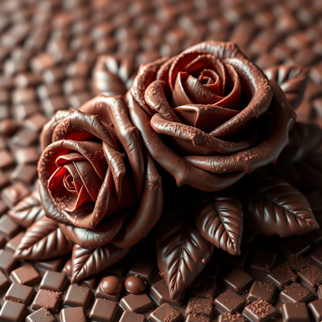 Exquisite Chocolate Roses in Hyperrealistic 3D Rendering