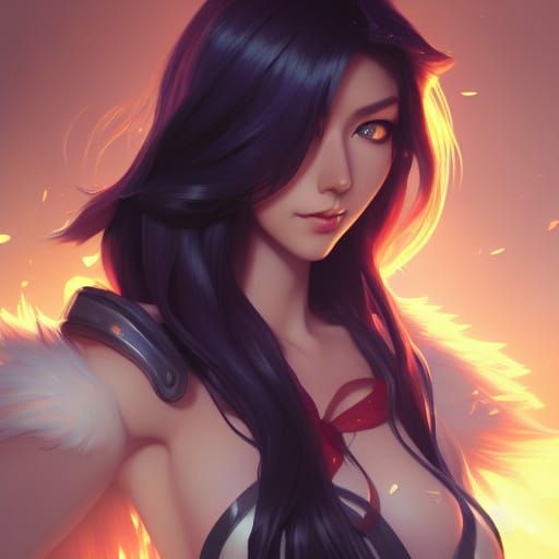 Ahri Portrait in Hyperdetailed Digital Art Style