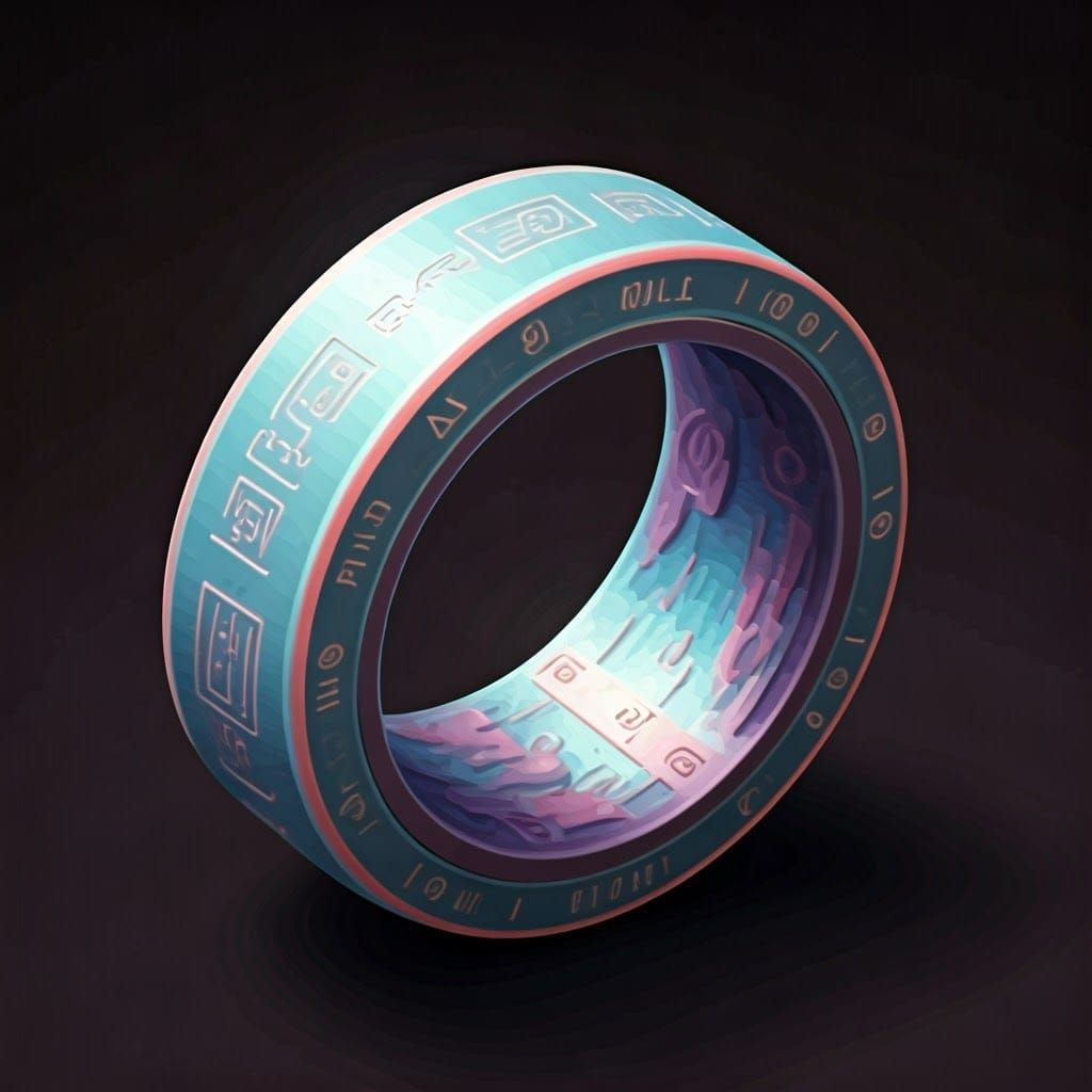 Pastel Sci-Fi Ring with Mystical Landscape