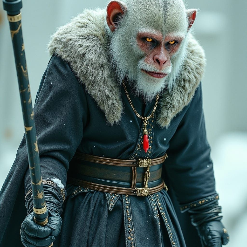 Snow Monkey Sailor in Dark Fantasy Style