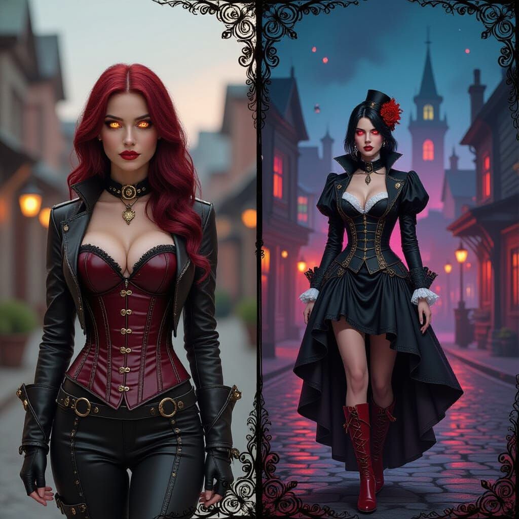 Steampunk vs High-Low Fashion in Alcohol Ink Style