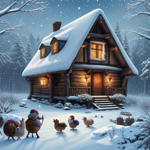 Snow White and Dwarfs: Fairy Tale Illustration