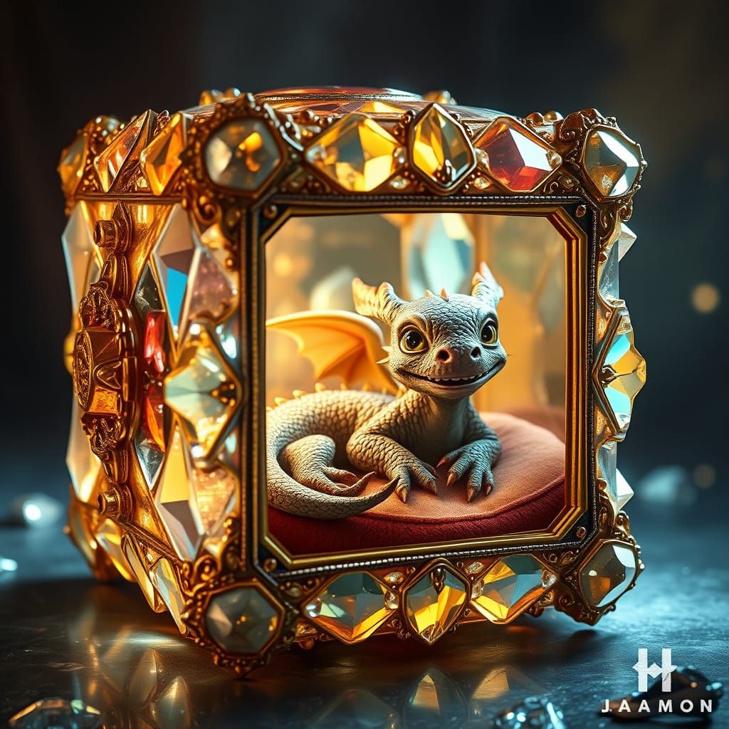 Surreal Jewel Cube Opens to Reveal Adorable Baby Dragon