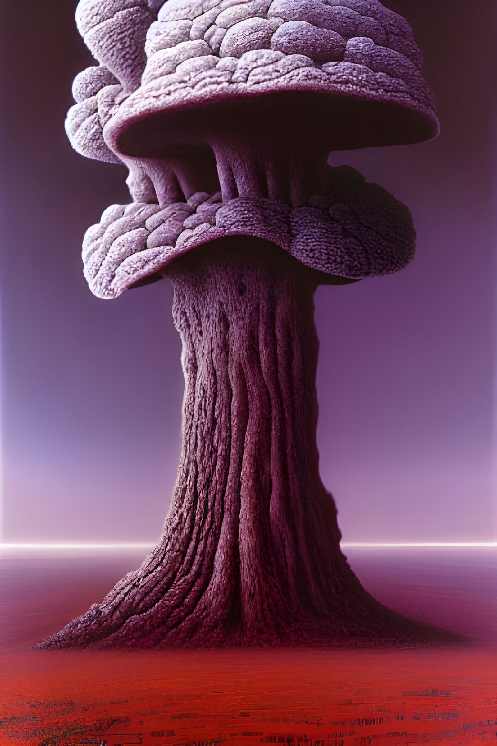 Surreal Lichen Mushroom Tree Dreamscape