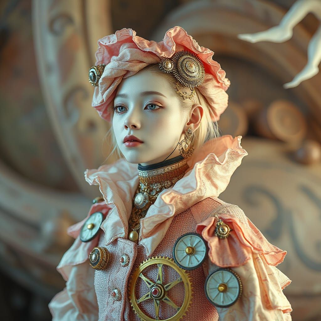 Steampunk Androgynous Figure in Surreal Style