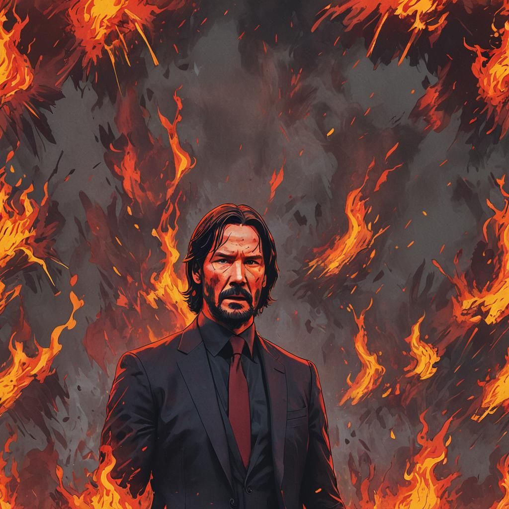John Wick Portrait in Raging Fire, Dark Academia Style