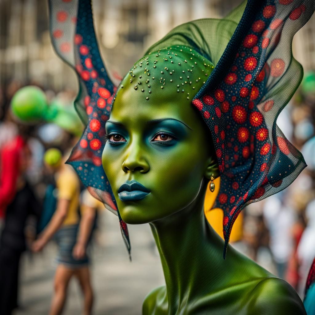 Surreal Alien Restaurant Celebration in Magical Realism