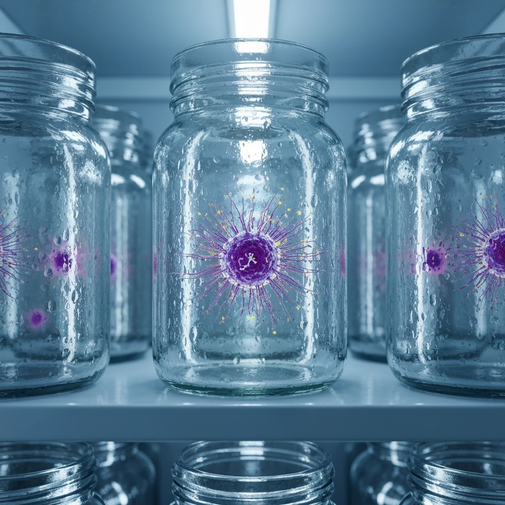 Bioluminescent Microbe in Jar, Hyperrealistic Photography
