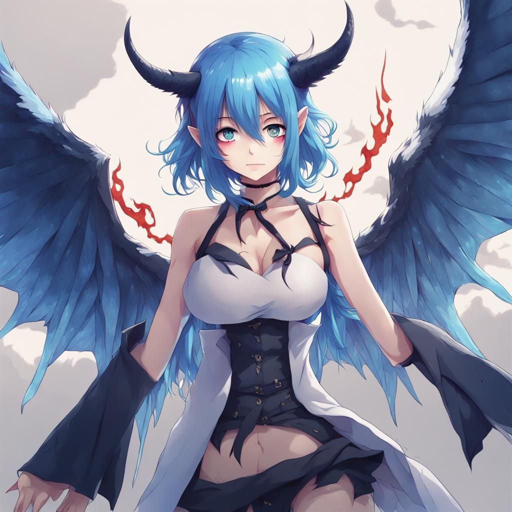 Anime Devil Girl with Lucifer Wings