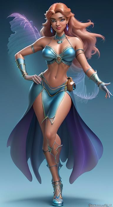 Kim Possible as a Magic Genie in 3D Style