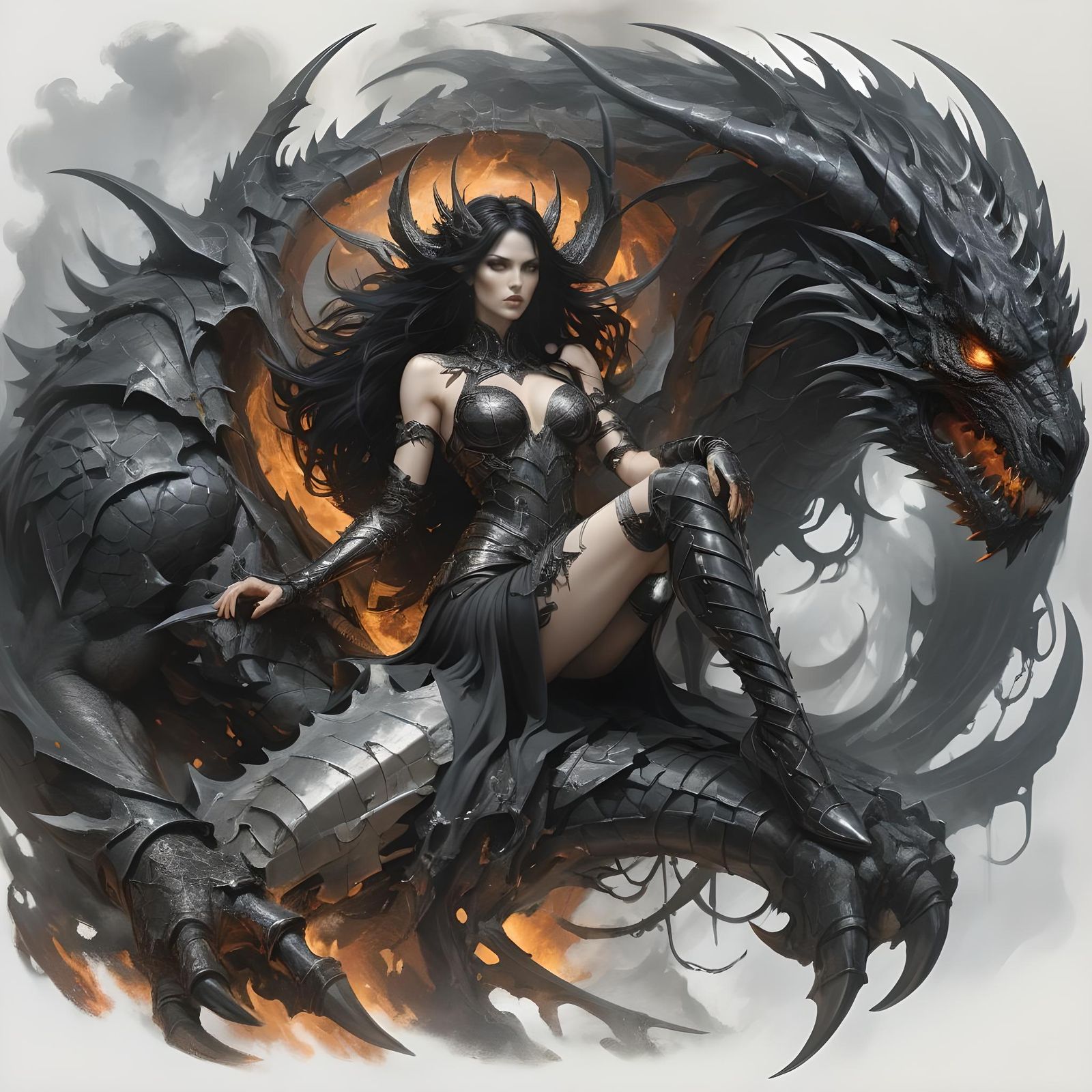 Stunning Woman on Lucifer's Lap: Dynamic Realism