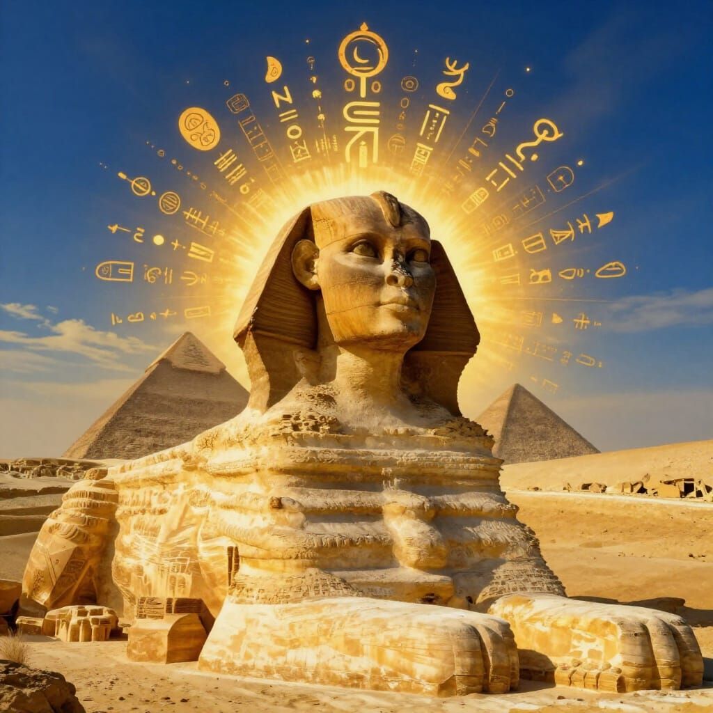 Majestic Sphinx at Sunset in Golden Light