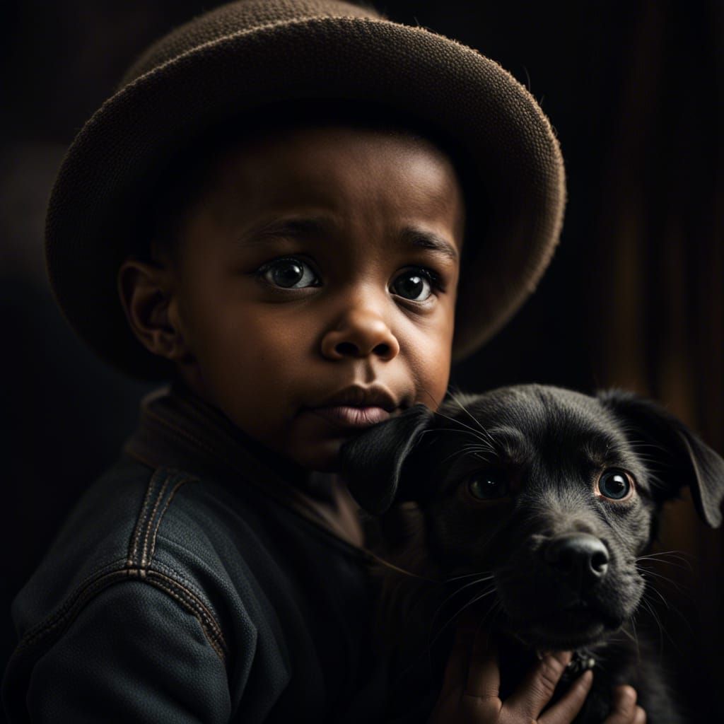 Toddler and Dog Portrait in Street Photography Style
