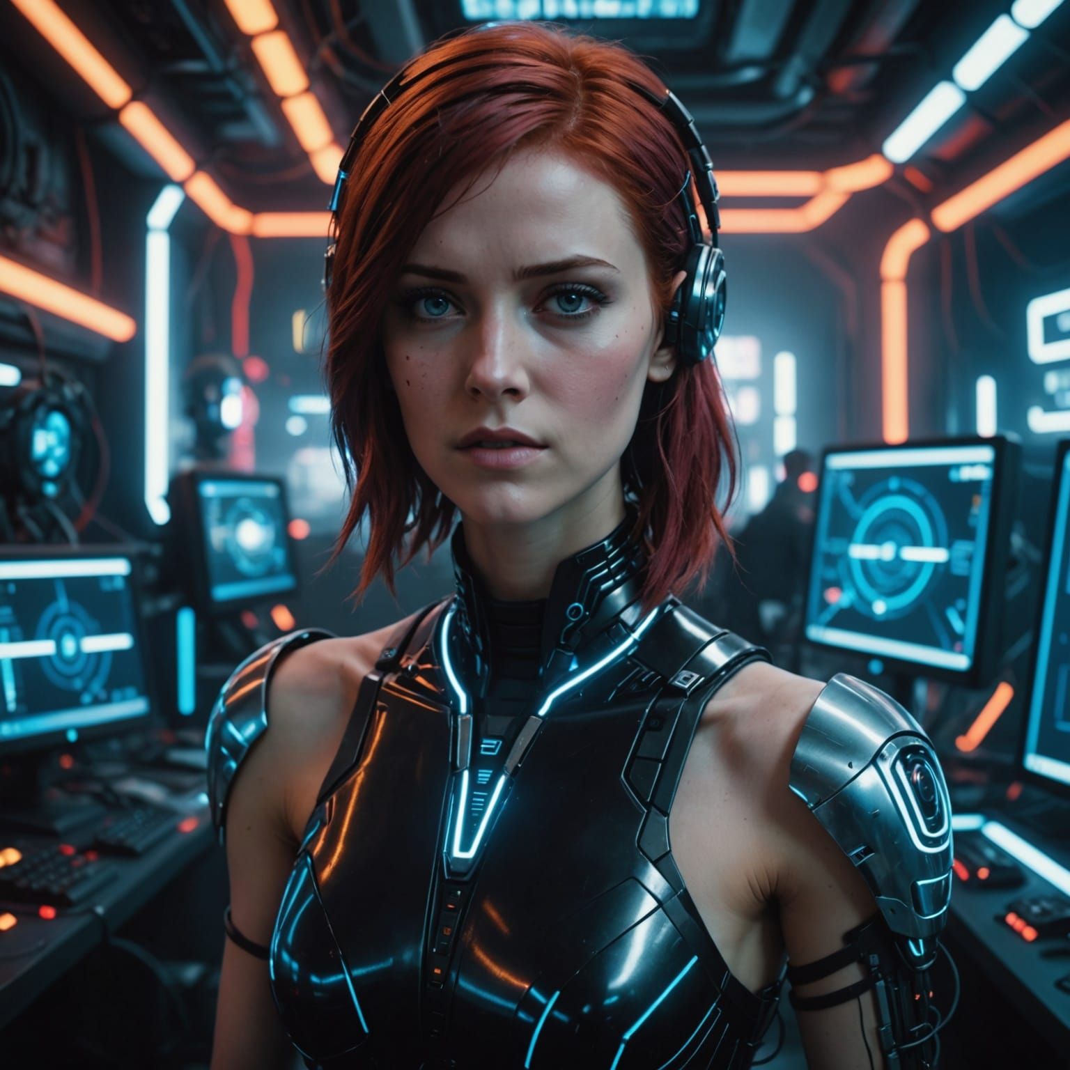 Cybernetic Dancer in Neon Dreamscape