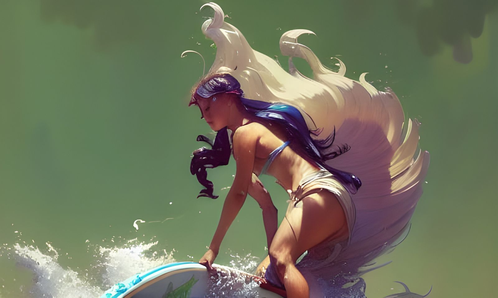 Fantasy Surfers on a Squirrel Tail, Hyperdetailed Art