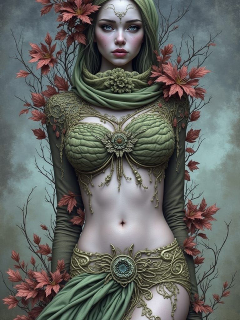 Autumn Goddess in Vibrant Digital Art Style