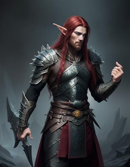 Fantasy Adventurer in Tavern Fighting Were-Creatures