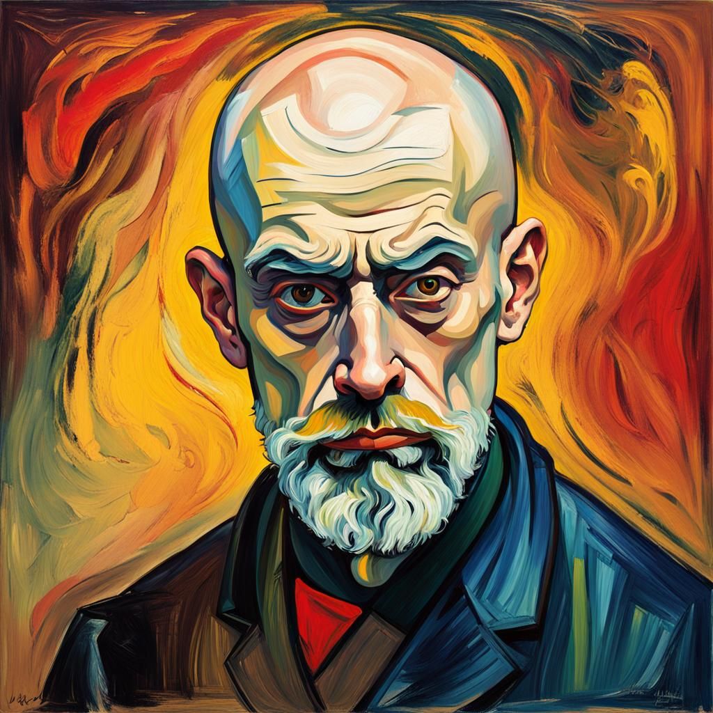 Expressionist Portrait in Vibrant Dynamic Colors