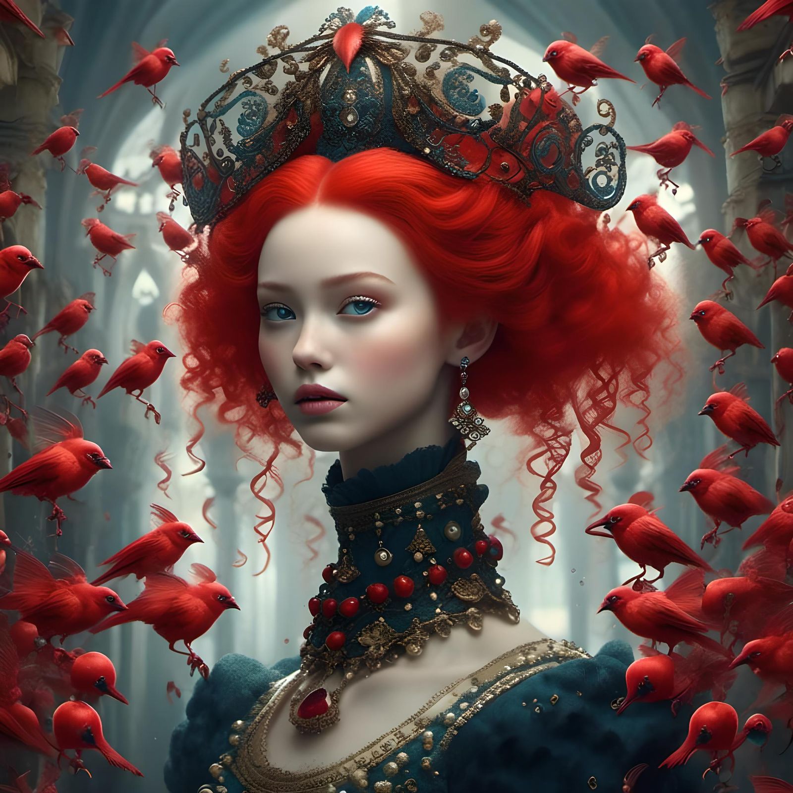 Lady in Red: Conceptual Art Portrait