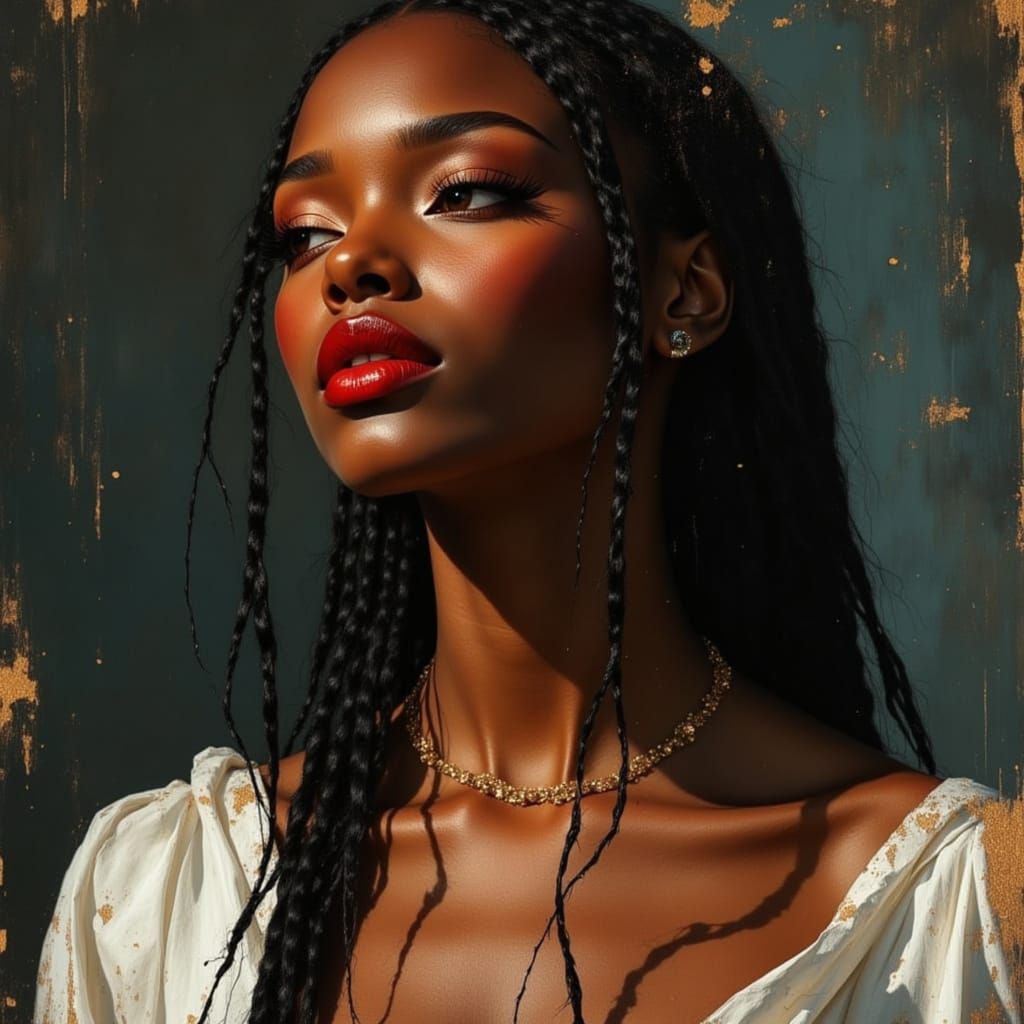 Elegant African Goddess in White Dress, Divine Oil Painting ...