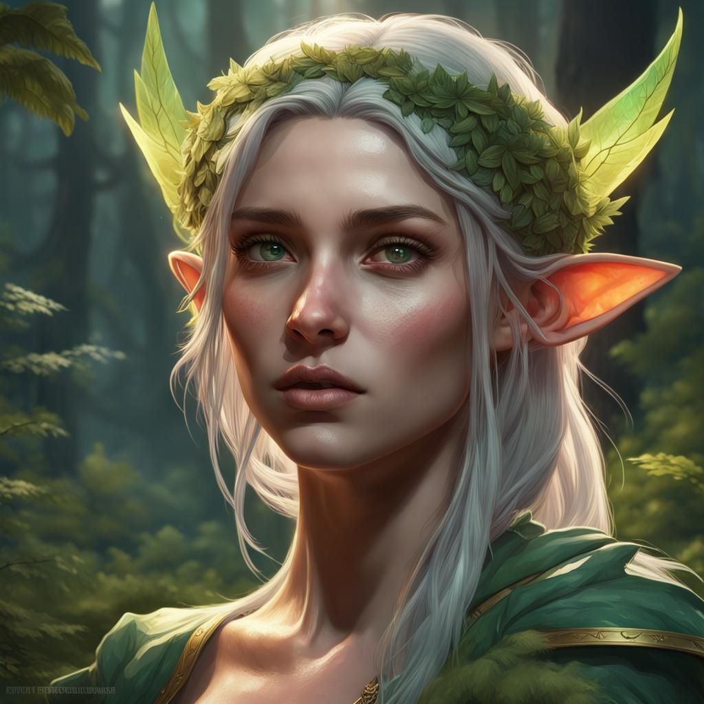 Detailed Forest Elf Girl Portrait in 8k
