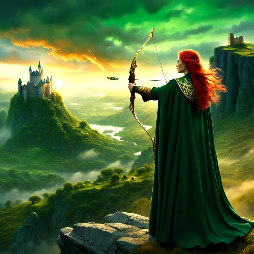 Celtic Archer in Majestic Irish Landscape