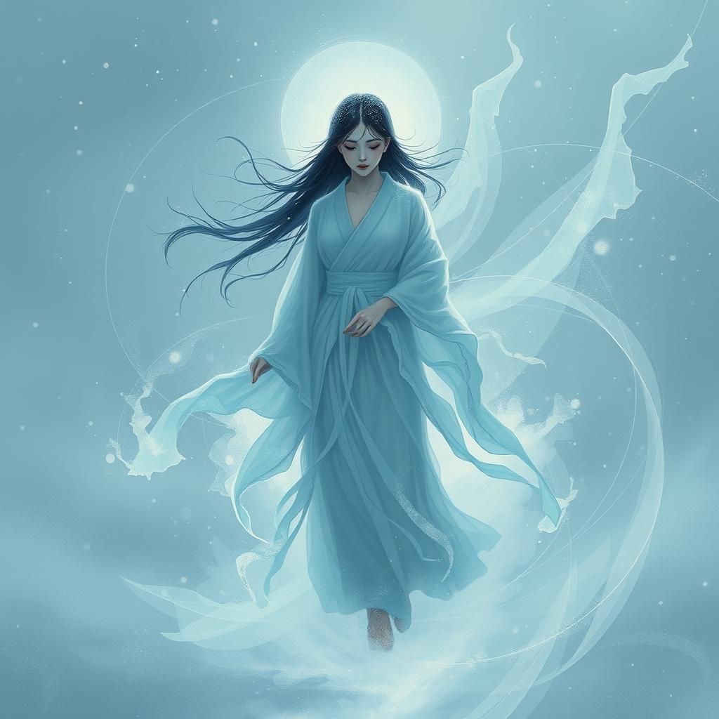 Ethereal Snow Spirit in Icy Blizzard