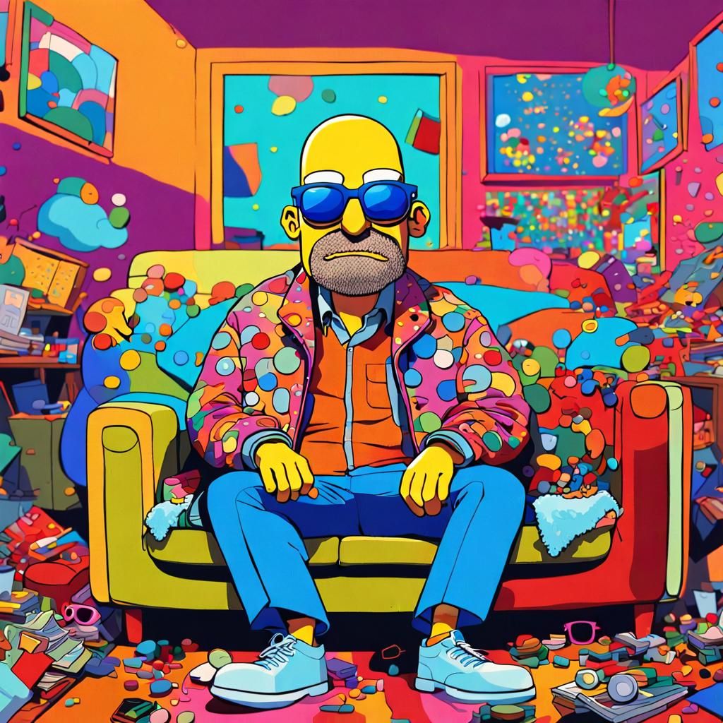 Antisocial Man in Pop Art Cartoon Style