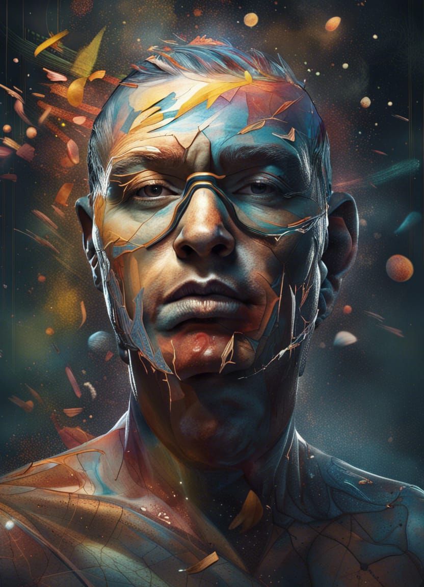 Celestial Universe Hipster in Double Exposure Collage