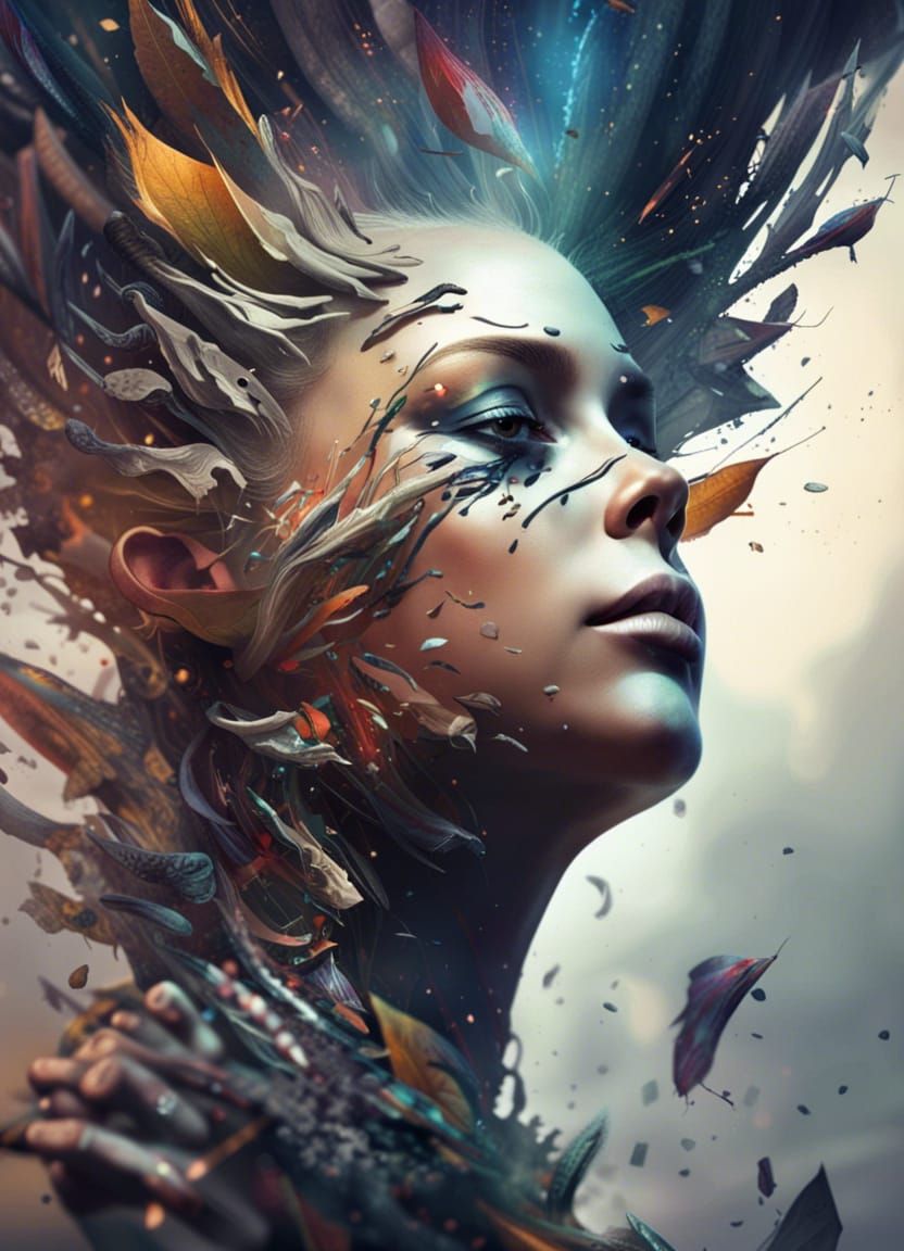 Celestial Universe Hipster in Double Exposure Collage