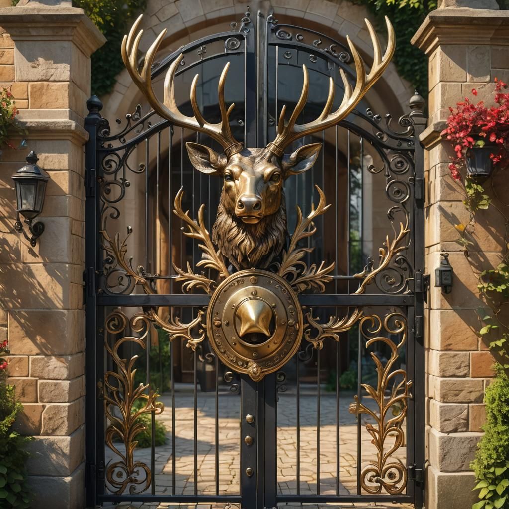 Ornate Brass Entrance to a Manor Home