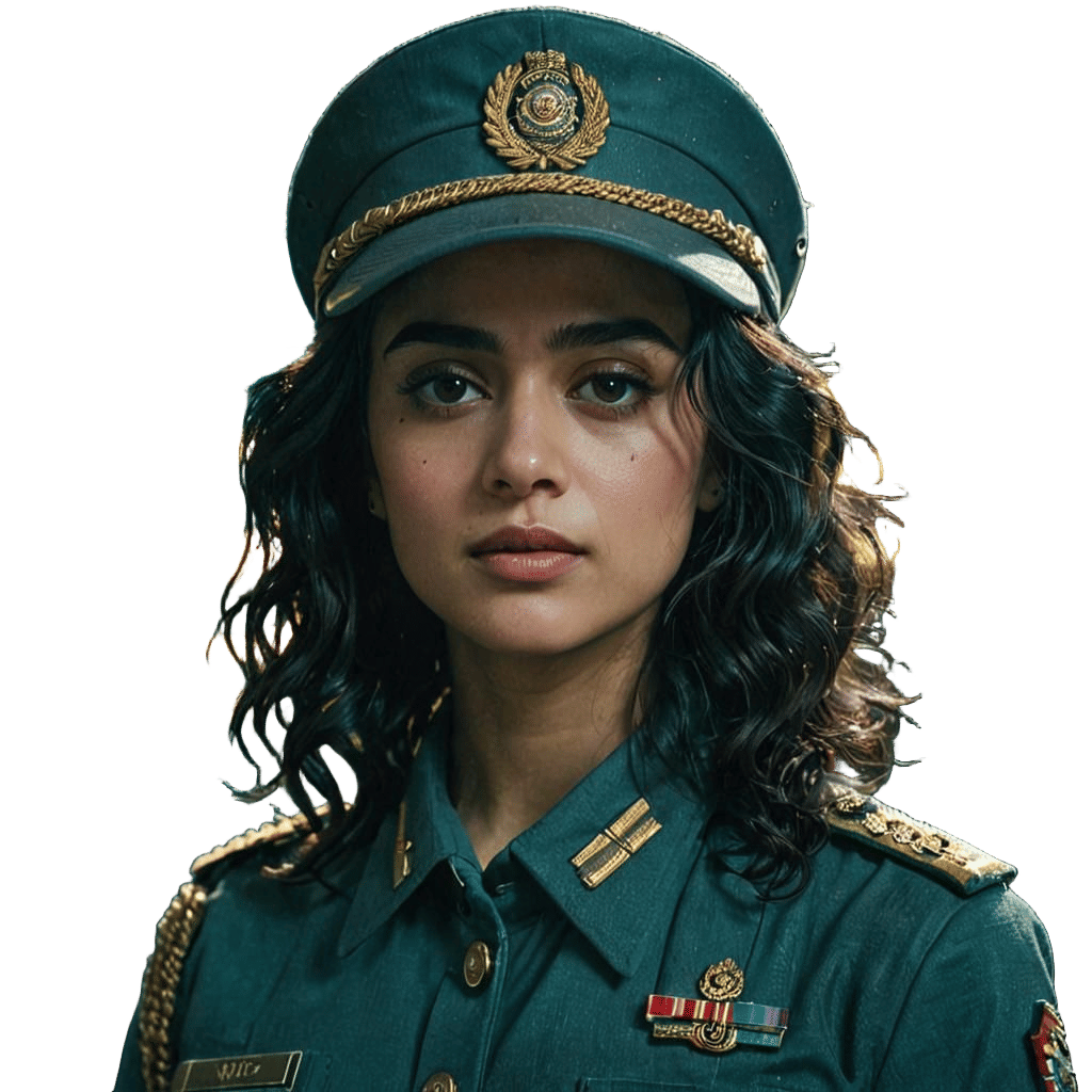 Bollywood Actress in Glitch Art Military Portrait