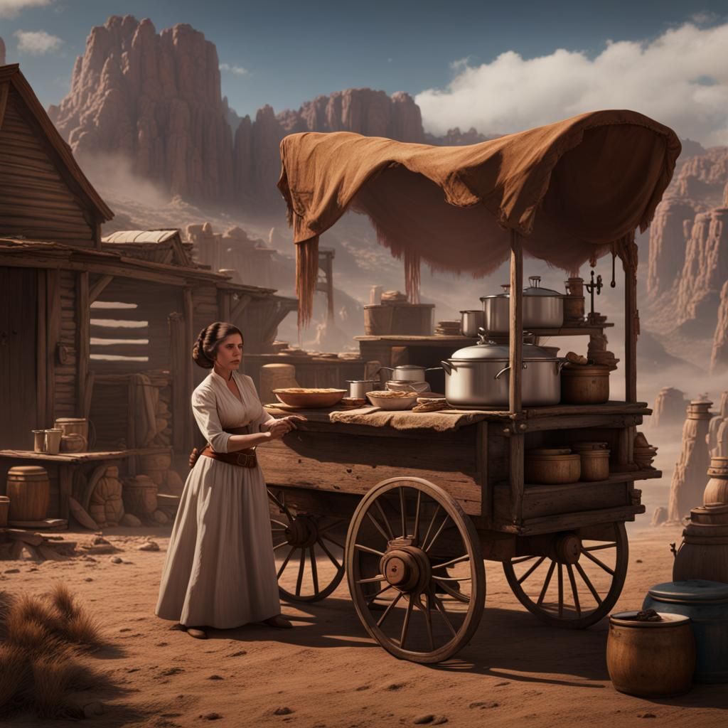 Princess Leia, Old West Cook, Detailed Matte Painting
