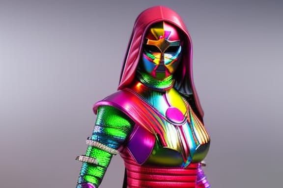 Woman in Rainbow Armor Heroic Pose