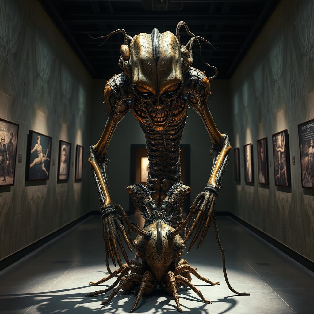 Surreal Biomechanical Sculpture in Forgotten Mythology Style