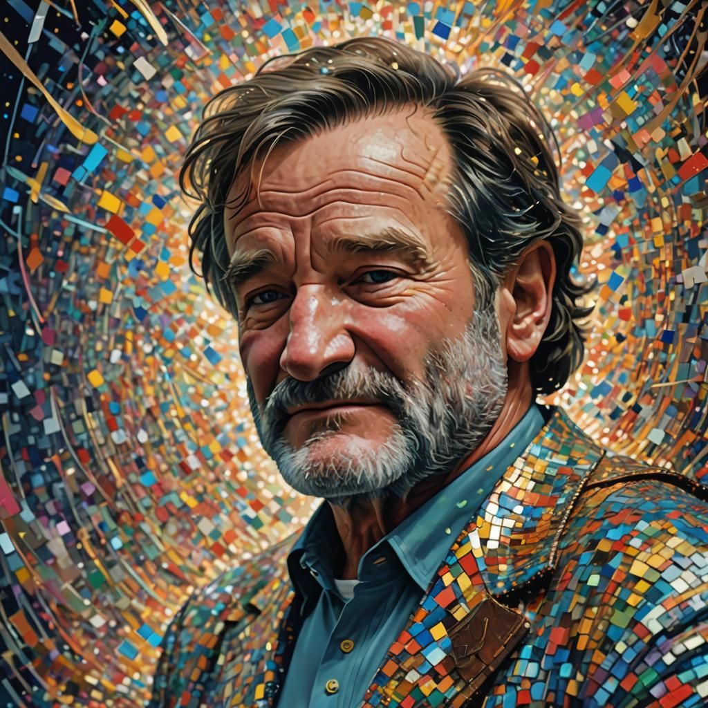 Robin Williams in Heaven: A Hyperrealistic Digital Rendering